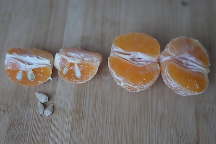 Lucky: this clementine (right) was seed-free. With mandarins, on the other hand, you’ll always bite into annoying seeds.