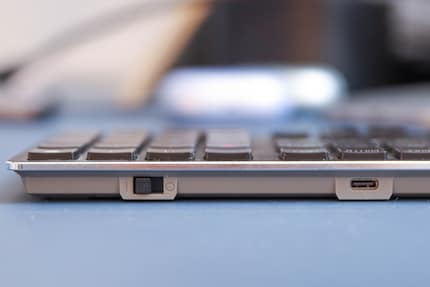 The on/off switch and the USB-C port at the back.