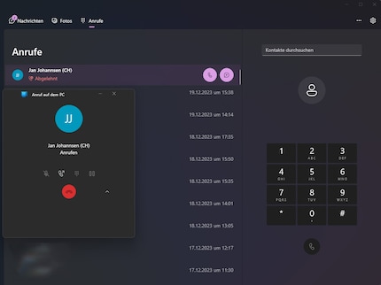 Telefonate am PC annehmen oder von ihm starten.