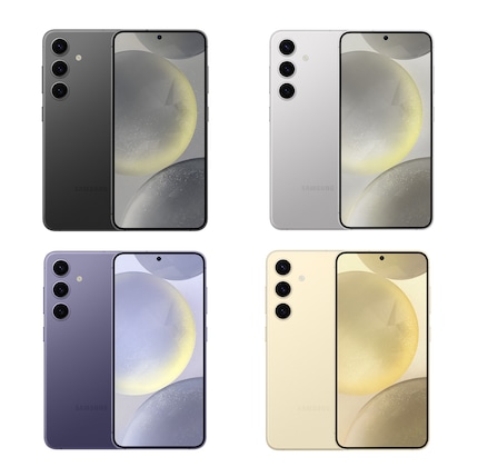 Das Samsung Galaxy 24 in vier verschiedenen Farben.
