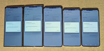 Fünf Samsung-Modelle müssen zum Benchmark-Test antreten.