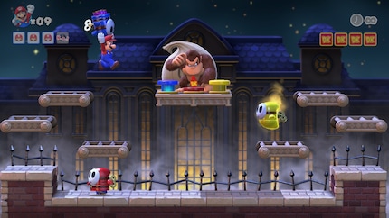 Die Kämpfe gegen Donkey Kong lockern das Rätsel-Gameplay auf.