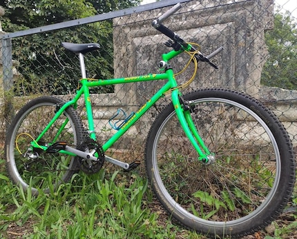 Ungefähr so sah 1992 ein Mountainbike aus. Mehr Hardtail geht nicht. Und Hörnchen!
