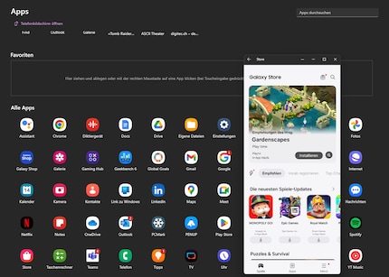 Die Apps öffnen sich in Fenstern im Hochformat.