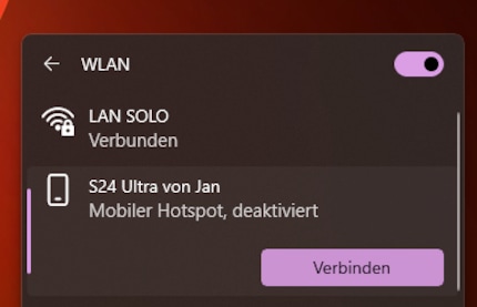 Den Smartphone-Hotspot von Windows aus starten.