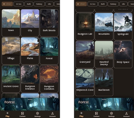 The basic version of Pocket Bard already contains a surprising number of ambiences.