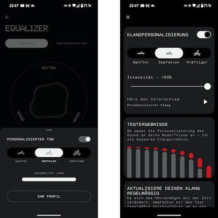 The intensity of the sound profile can be adjusted. Updating it regularly is recommended.