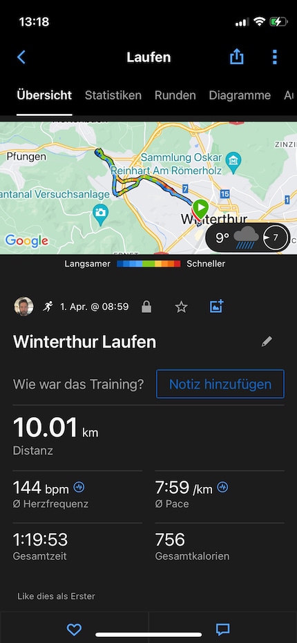 My very first official prep run: 10 km in 1 hour 20 minutes