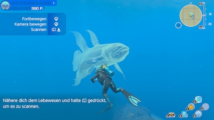 Die Unterwasserlebewesen in «Endless Ocean Luminous» leuchten, bis ich sie gescannt und ihr Licht eingesammelt habe.