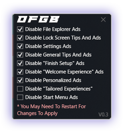 OFGB steht für «Oh Frick Go Back» und deaktiviert auf Wunsch all das, was du oben in Anleitungsform gesehen hast, mit einem Wisch.