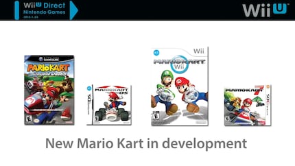 Mario Kart 8 is announced with this unspectacular PowerPoint slide – there’s not even a title.