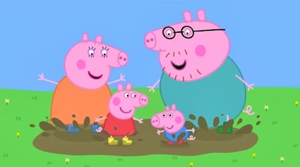 The Pig family’s favourite thing in the world: jumping in muddy puddles.
