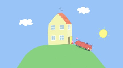 To get to the house, the family needs to drive up a steep hill.