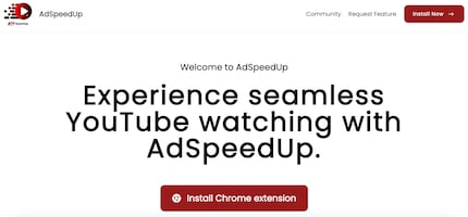 Du kannst die Erweiterung auch von der Ad Speedup Website aus erreichen – sie leitet dich allerdings in den normalen Chrome Webstore.
