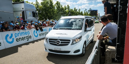 Der Schweizer Sportbrillenhersteller «React», einer der Sponsoren der diesjährigen Tour de Suisse.