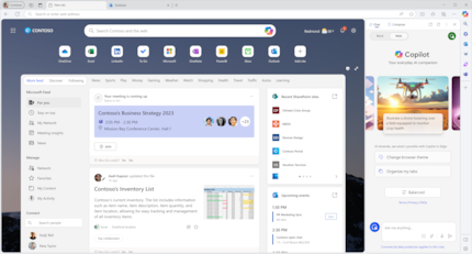 The Edge Copilot extension integrates as a sidebar.