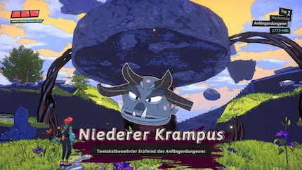 Über dem Niederen Krampus befindet sich ein grosser Stein, der von mehreren Tentakeln gehalten wird. Was ich da wohl machen muss..?