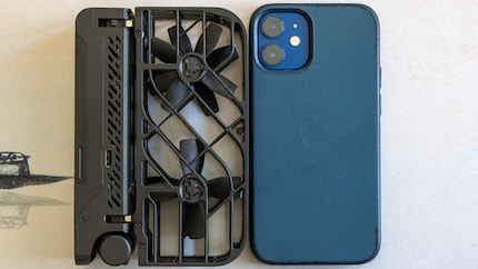 The Hover Air X1 is slimmer and lighter than an iPhone Mini.