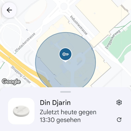 Fast den ganzen Nachmittag kriege ich alle zehn Minuten einen Ping, wann mein Chipolo One Plus zum letzten Mal «gesehen» worden ist.