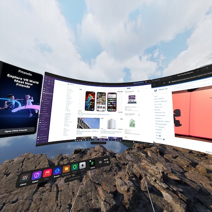 Ich kann mir einen PC-Desktop zusammen mit verschiedenen VR-Apps einblenden lassen.