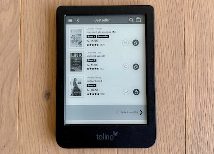 Das Stöbern im E-Book-Shop fühlt sich auf dem E-Book-Reader nach Arbeit an. Die Bestseller-Liste lässt sich nicht filtern, ist dafür offensichtlich sehr lang.