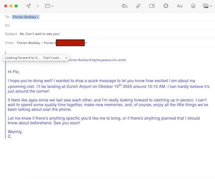 AI gibt Ideen für Antworten auf Mails.