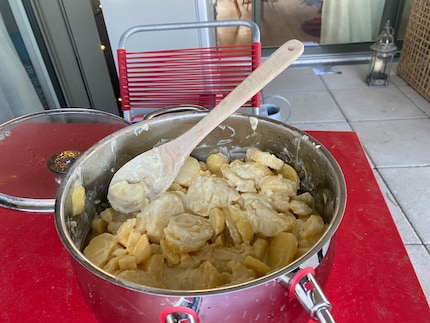 Potato salad always tastes good, even on Christmas Eve.