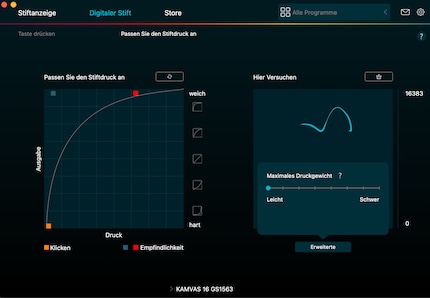 If you don’t like to work with much pressure, you can adjust this in the software.