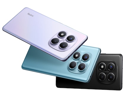The Redmi Note 14 Pro in its three colour variants.