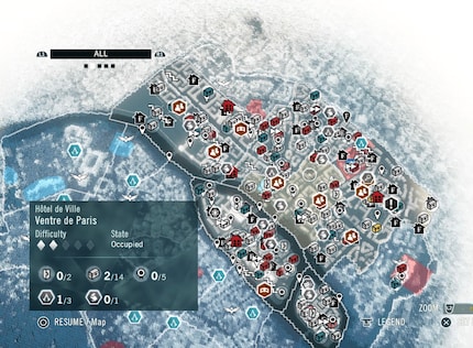 Getreu dem Motto: Mehr ist mehr, flutet Ubisoft seine Openworld-Spiele mit unzähligen Nebenbeschäftigungen wie hier in «Assassin’s Creed Unity».