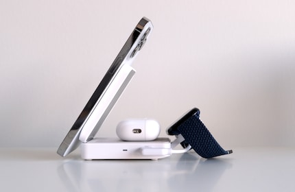 Although the Anker is compact, three Apple gadgets fit on it at the same time.