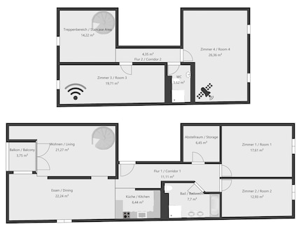 Meine Wohnung umfasst das erste und zweite Dachgeschoss eines aus dem 14. Jahrhundert stammenden und zur Stadtbefestigung gehörenden Hauses.