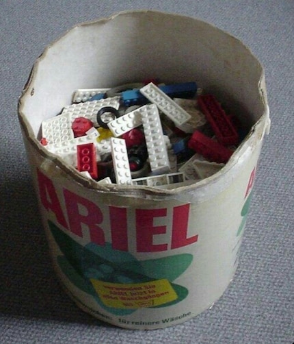 Let him be the first to cast a brick that did not store theirs in an old detergent box.
