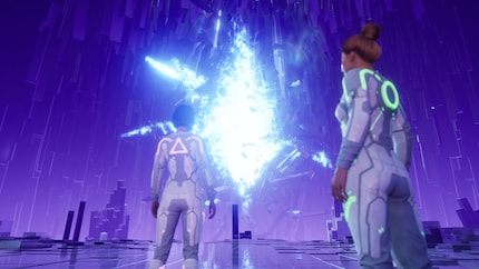 Mio and Zoe use these «glitches» to travel from one world to the next.
