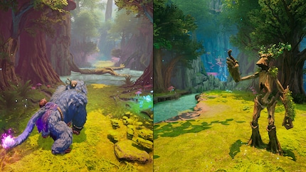 In one world, we transform into various mythical creatures and have to combine their abilities.