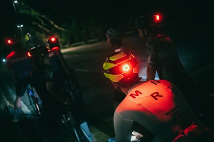 Bicycle helmet including rear light.