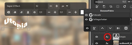 Applied filters can be found behind the Effects icon in the layer stack.