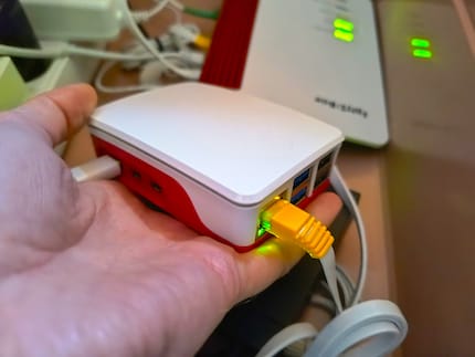The Raspberry Pi in its natural environment.