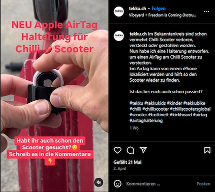 Wie lässt sich der Scooter unauffällig tracken? Hier hat sich schon einer Gedanken gemacht.