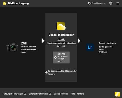 Die Nikon Imaging Cloud dient zur Weiterleitung in eine Cloud deiner Wahl.