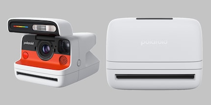 The Polaroid Flip when open (left) and closed (right).