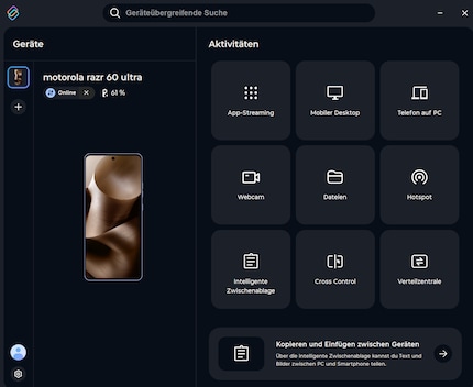 Über Smart Connect verbinde ich das Smartphone mit meinem PC.