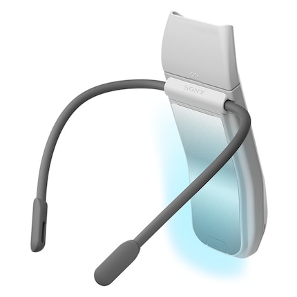 Der Reon Pocket Pro wird mit einem Nackenband getragen und kühlt oder wärmt direkt an der Kontaktfläche (bläulicher Bereich).