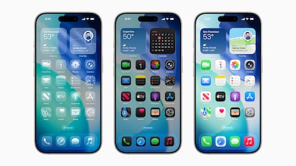 So sieht das neue iOS aus – All Clear (links), im Dark Mode (Mitte) und normal (rechts).