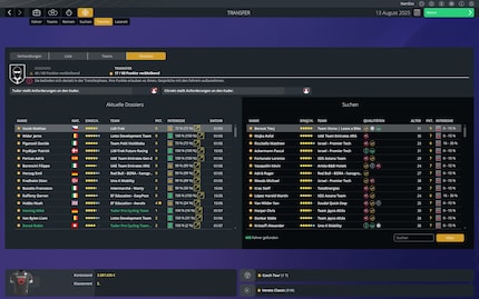 Mit dem Öffnen von Dossiers versuche ich das Interesse der Fahrer an meinem Team in der Vor-Transferphase zu wecken beziehungsweise zu erhöhen.