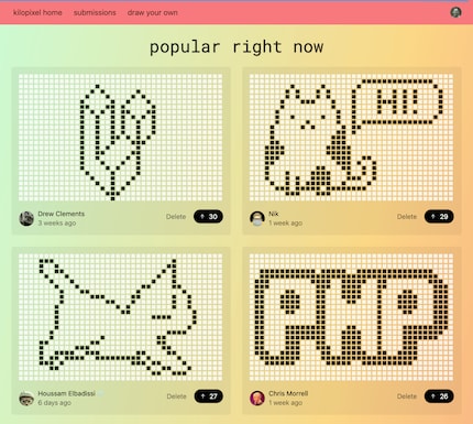 The most popular kilopixel motifs of the week.