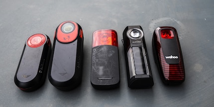 From left to right: radar lights from Garmin, Bryton, Magicshine and Wahoo.