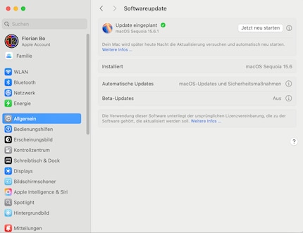 Updates are displayed here.