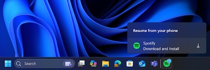 If Spotify is not yet installed, Windows 11 will take you to the store to download the app and then continue on your PC.
