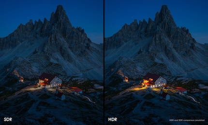Eine Illustration soll zeigen, wie HDR auf einem kompatiblen Display im Vergleich zu SDR wirkt.